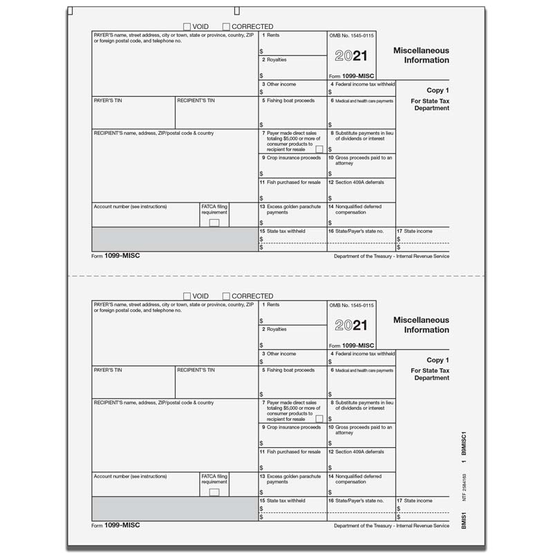 1099 Misc Miscellaneous Income Payer State Copy 1 2up