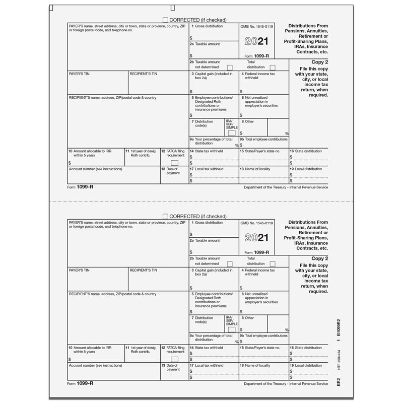 1099-R Distributions From Retirement Accounts State/City/Local Copy 2 - 2up