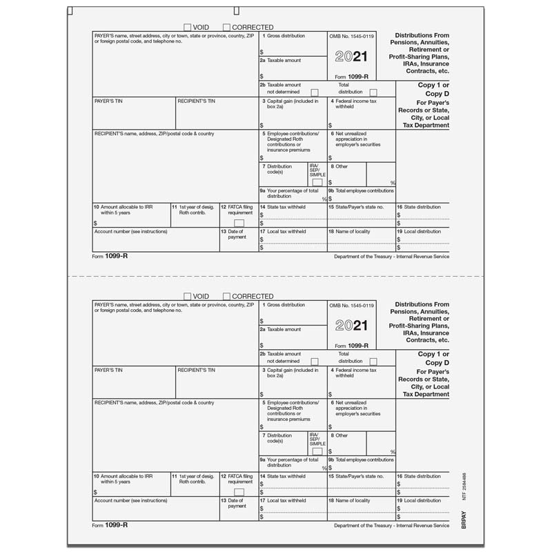 1099 R Distributions From Retirement Accounts Payer Or State City Local Copy 1 D 2up