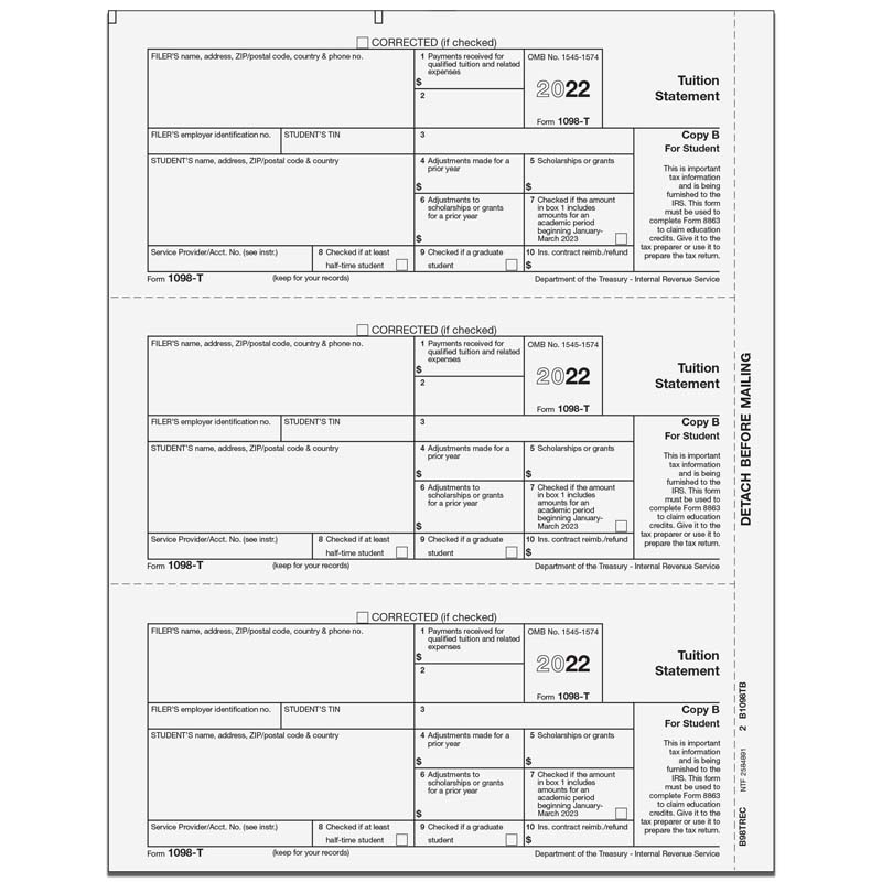 1098-T Tuition Statement Copy B - 3up