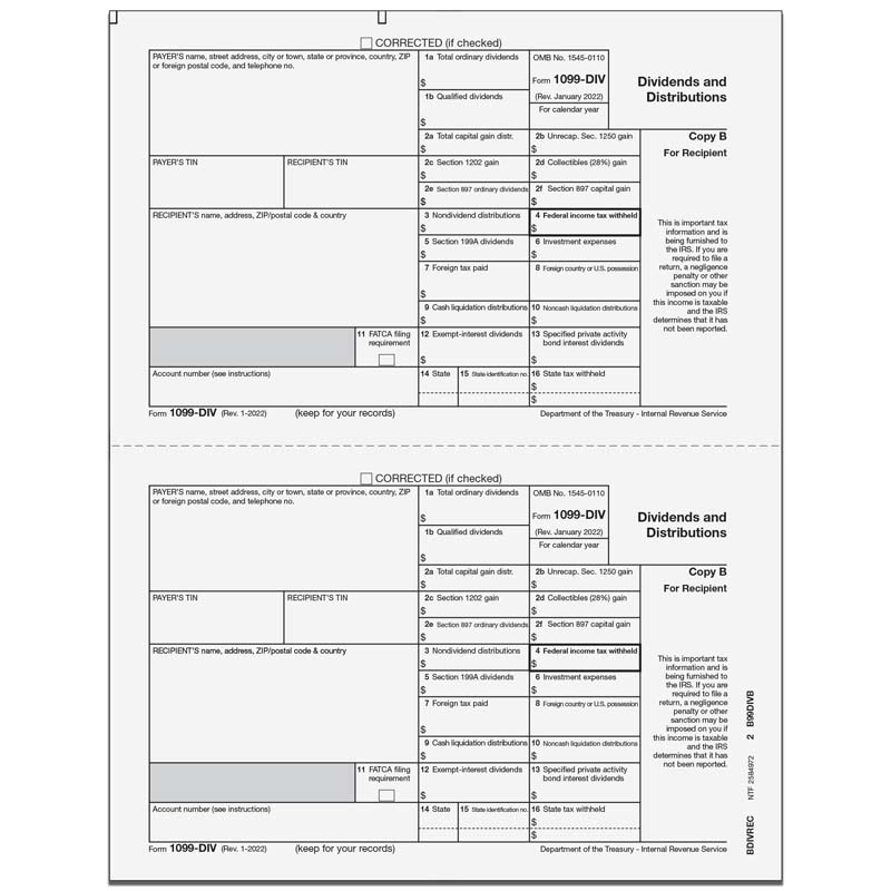 1099 Div Dividends And Distributions Recipient Copy B 2up 5110