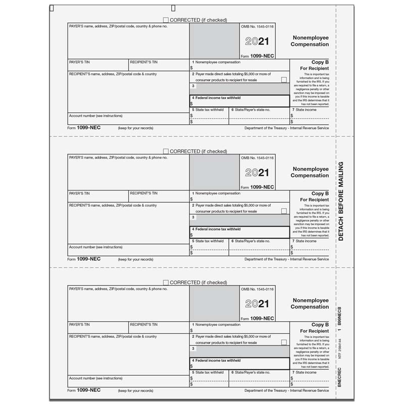 1099 Nec Nonemployee Compensation Recipient Copy B 2up